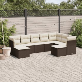 9-teiliges Gartensofa-Set und braune Kissen aus synthetischem Rattan von vidaXL, Gartensets - Ref: Foro24-3250412, Preis: 584...