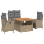 Set de comedor jardín con cojines 4 pzas ratán sintético beige de vidaXL, Conjuntos de jardín - Ref: Foro24-3277489, Precio: ...