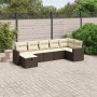 7-teiliges Gartensofa-Set mit braunen PE-Rattan-Kissen von vidaXL, Gartensets - Ref: Foro24-3263509, Preis: 477,56 €, Rabatt: %