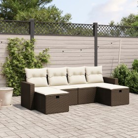 6-teilige Gartensofagarnitur und braune synthetische Rattankissen von vidaXL, Gartensets - Ref: Foro24-3263549, Preis: 376,29...