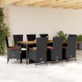 9-teiliges Garten-Essset und schwarze Kissen aus synthetischem Rattan von vidaXL, Gartensets - Ref: Foro24-3277518, Preis: 1,...