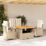 Garden dining set with cushions 4 pieces beige synthetic rattan by vidaXL, Garden sets - Ref: Foro24-3277477, Price: 644,34 €...