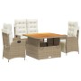 Set de comedor jardín con cojines 4 pzas ratán sintético beige de vidaXL, Conjuntos de jardín - Ref: Foro24-3277477, Precio: ...