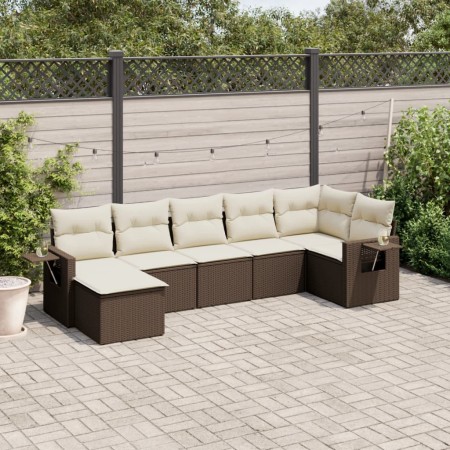 7-piece garden sofa set with brown PE rattan cushions by vidaXL, Garden sets - Ref: Foro24-3252820, Price: 447,07 €, Discount: %