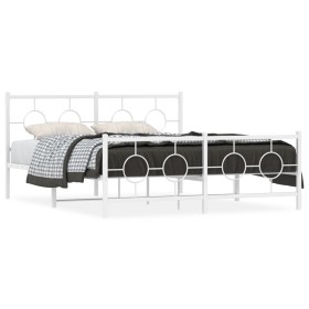 Metal bed frame with headboard and white footboard 160x200 cm by vidaXL, Beds and slatted bases - Ref: Foro24-376296, Price: ...