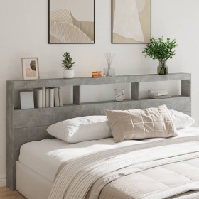 Concrete gray headboard with LED light 220x17x102 cm by vidaXL, Headboards and footboards - Ref: Foro24-839227, Price: 105,99...