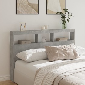 Concrete gray bed headboard with LED light 160x17x102 cm by vidaXL, Headboards and footboards - Ref: Foro24-839206, Price: 95...