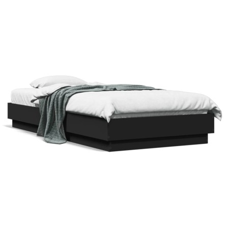 Estructura de cama madera de ingeniería negra 75x190 cm de vidaXL, Camas y somieres - Ref: Foro24-839638, Precio: 91,51 €, De...