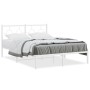 Metal bed frame with white headboard 140x190 cm by vidaXL, Beds and slatted bases - Ref: Foro24-376275, Price: 103,48 €, Disc...