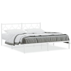 Metal bed frame with white headboard 183x213 cm by vidaXL, Beds and slatted bases - Ref: Foro24-376280, Price: 115,99 €, Disc...