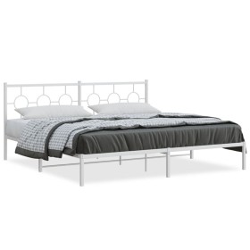 White metal bed frame with headboard 200x200 cm by vidaXL, Beds and slatted bases - Ref: Foro24-376282, Price: 122,09 €, Disc...