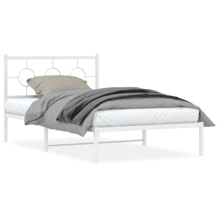 Estructura cama metal con cabecero y pie cama blanca 107x203 cm de vidaXL, Camas y somieres - Ref: Foro24-376289, Precio: 85,...