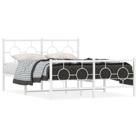 Metal bed frame with headboard and white footboard 140x200 cm by vidaXL, Beds and slatted bases - Ref: Foro24-376294, Price: ...