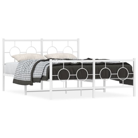 Estructura cama metal con cabecero y estribo blanco 140x200 cm de vidaXL, Camas y somieres - Ref: Foro24-376294, Precio: 120,...