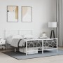 Metal bed frame with headboard and white footboard 140x200 cm by vidaXL, Beds and slatted bases - Ref: Foro24-376294, Price: ...