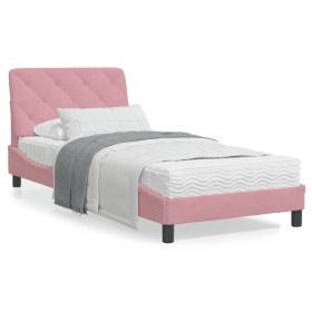 Estructura de cama con luces LED de terciopelo rosa 90x190 cm de vidaXL, Camas y somieres - Ref: Foro24-3213830, Precio: 195,...