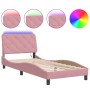 Bed frame with LED lights in pink velvet 90x190 cm by vidaXL, Beds and slatted bases - Ref: Foro24-3213830, Price: 197,38 €, ...