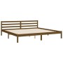 Honey brown solid wood bed frame with headboard by vidaXL, Beds and slatted bases - Ref: Foro24-3194004, Price: 179,12 €, Dis...