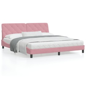 Pink velvet bed frame with LED lights 180x200 cm by vidaXL, Beds and slatted bases - Ref: Foro24-3213872, Price: 253,65 €, Di...