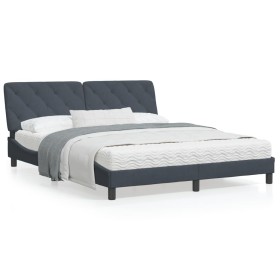 Dark gray velvet bed frame with headboard 160x200 cm by vidaXL, Beds and slatted bases - Ref: Foro24-3207930, Price: 218,56 €...