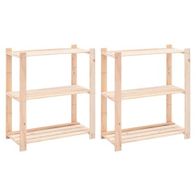 3-tier shelving 2 units solid pine wood 150 kg by vidaXL, Industrial shelving - Ref: Foro24-3051117, Price: 76,38 €, Discount: %