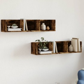 Wandmöbel aus 2-teiligem Holzwerkstoff, geräucherte Eiche von vidaXL, Regale und Regale - Ref: Foro24-840438, Preis: 35,59 €,...