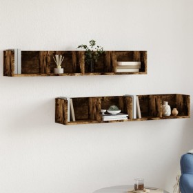 Wall furniture 2 units smoked oak 99x18x16.5 cm by vidaXL, Shelves and shelves - Ref: Foro24-840452, Price: 40,84 €, Discount: %