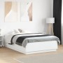 White engineered wood bed frame with LED 135x190 cm by vidaXL, Beds and slatted bases - Ref: Foro24-3209646, Price: 165,58 €,...