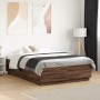 Oak brown engineered wood bed frame 140x190 cm by vidaXL, Beds and slatted bases - Ref: Foro24-3209736, Price: 145,99 €, Disc...