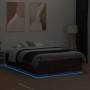 Estructura cama con luces LED madera roble marrón 135x190 cm de vidaXL, Camas y somieres - Ref: Foro24-3209652, Precio: 163,9...