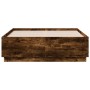 Bed frame with LED lights smoked oak wood 135x190 cm by vidaXL, Beds and slatted bases - Ref: Foro24-3209650, Price: 159,18 €...