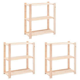 3-level shelf, 3 units, solid pine wood, 150 kg by vidaXL, Industrial shelving - Ref: Foro24-3051118, Price: 115,31 €, Discou...