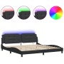 Estructura cama con luces LED cuero sintético negro 200x200 cm de vidaXL, Camas y somieres - Ref: Foro24-3214131, Precio: 216...