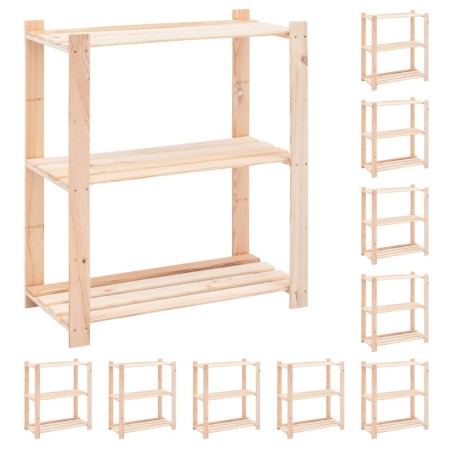 Shelving 3 levels 10 units solid pine wood 150 kg by vidaXL, Industrial shelving - Ref: Foro24-3051120, Price: 347,72 €, Disc...