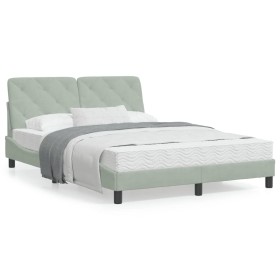 Light gray velvet bed frame with headboard 120x200cm by vidaXL, Beds and slatted bases - Ref: Foro24-3207911, Price: 195,52 €...