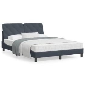 Dark gray velvet bed frame with headboard 140x190 cm by vidaXL, Beds and slatted bases - Ref: Foro24-3207918, Price: 190,99 €...