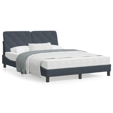 Dark gray velvet bed frame with headboard 140x190 cm by vidaXL, Beds and slatted bases - Ref: Foro24-3207918, Price: 191,54 €...