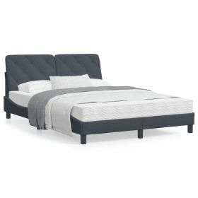 Dark gray velvet bed frame with headboard 140x200 cm by vidaXL, Beds and slatted bases - Ref: Foro24-3207924, Price: 195,85 €...