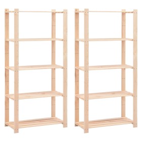 5-level shelf, 2 units, solid pine wood, 250 kg by vidaXL, Industrial shelving - Ref: Foro24-3051113, Price: 159,01 €, Discou...