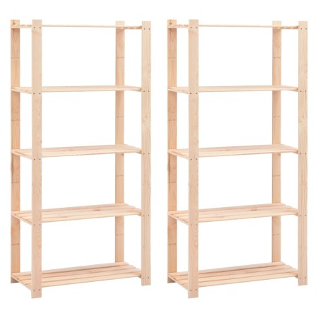 5-level shelf, 2 units, solid pine wood, 250 kg by vidaXL, Industrial shelving - Ref: Foro24-3051113, Price: 159,01 €, Discou...