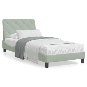 Bett mit hellgrauer Samtmatratze 90x190 cm von vidaXL, Betten und Lattenroste - Ref: Foro24-3208628, Preis: 275,59 €, Rabatt: %