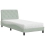 Cama con colchón terciopelo gris claro 90x190 cm de vidaXL, Camas y somieres - Ref: Foro24-3208628, Precio: 275,59 €, Descuen...