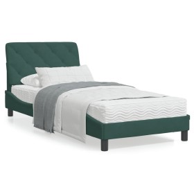 Cama con colchón terciopelo verde oscuro 90x200 cm de vidaXL, Camas y somieres - Ref: Foro24-3208637, Precio: 294,99 €, Descu...