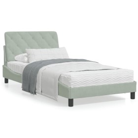 Cama con colchón terciopelo gris claro 100x200 cm de vidaXL, Camas y somieres - Ref: Foro24-3208640, Precio: 279,99 €, Descue...