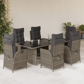 Set comedor jardín 7 pzas y cojines ratán sintético gris de vidaXL, Conjuntos de jardín - Ref: Foro24-3213121, Precio: 916,99...