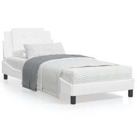 Estructura cama con luces LED cuero sintético blanco 90x190 cm de vidaXL, Camas y somieres - Ref: Foro24-3214076, Precio: 145...