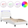 Estructura cama con luces LED cuero sintético blanco 90x190 cm de vidaXL, Camas y somieres - Ref: Foro24-3214076, Precio: 146...