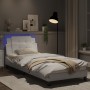 Bed frame with LED lights white synthetic leather 90x190 cm by vidaXL, Beds and slatted bases - Ref: Foro24-3214076, Price: 1...