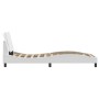 Estructura cama con luces LED cuero sintético blanco 90x190 cm de vidaXL, Camas y somieres - Ref: Foro24-3214076, Precio: 146...