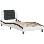 Bed frame with LED black and white synthetic leather 90x190cm by vidaXL, Beds and slatted bases - Ref: Foro24-3214081, Price:...